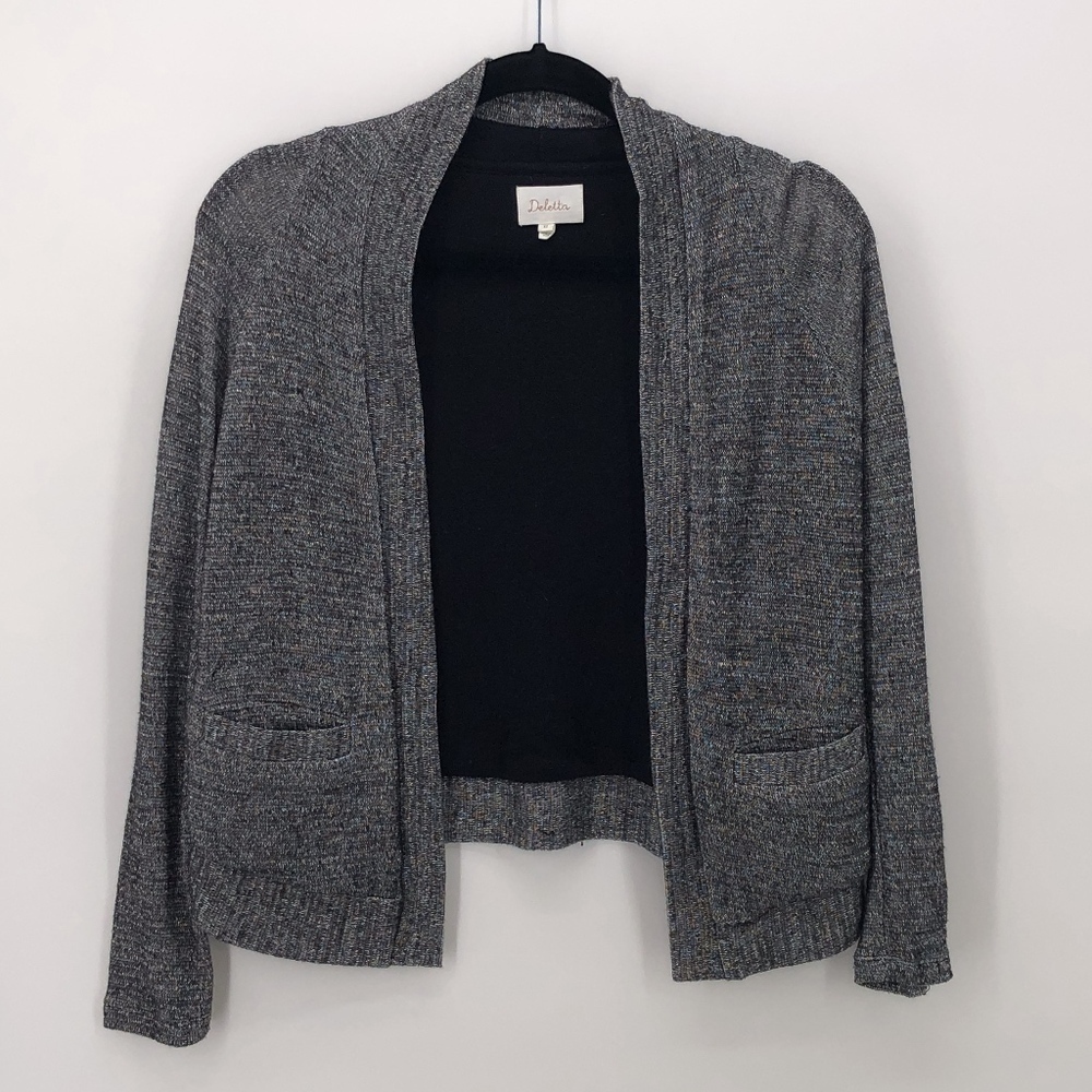 Anthropologie Gray Sparkle Open Front Cardigan XS